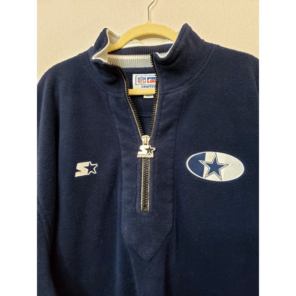 Vintage Starter NFL Pro Line Dallas Cowboys Fleece Pullover‎ Quarter Zip XXL